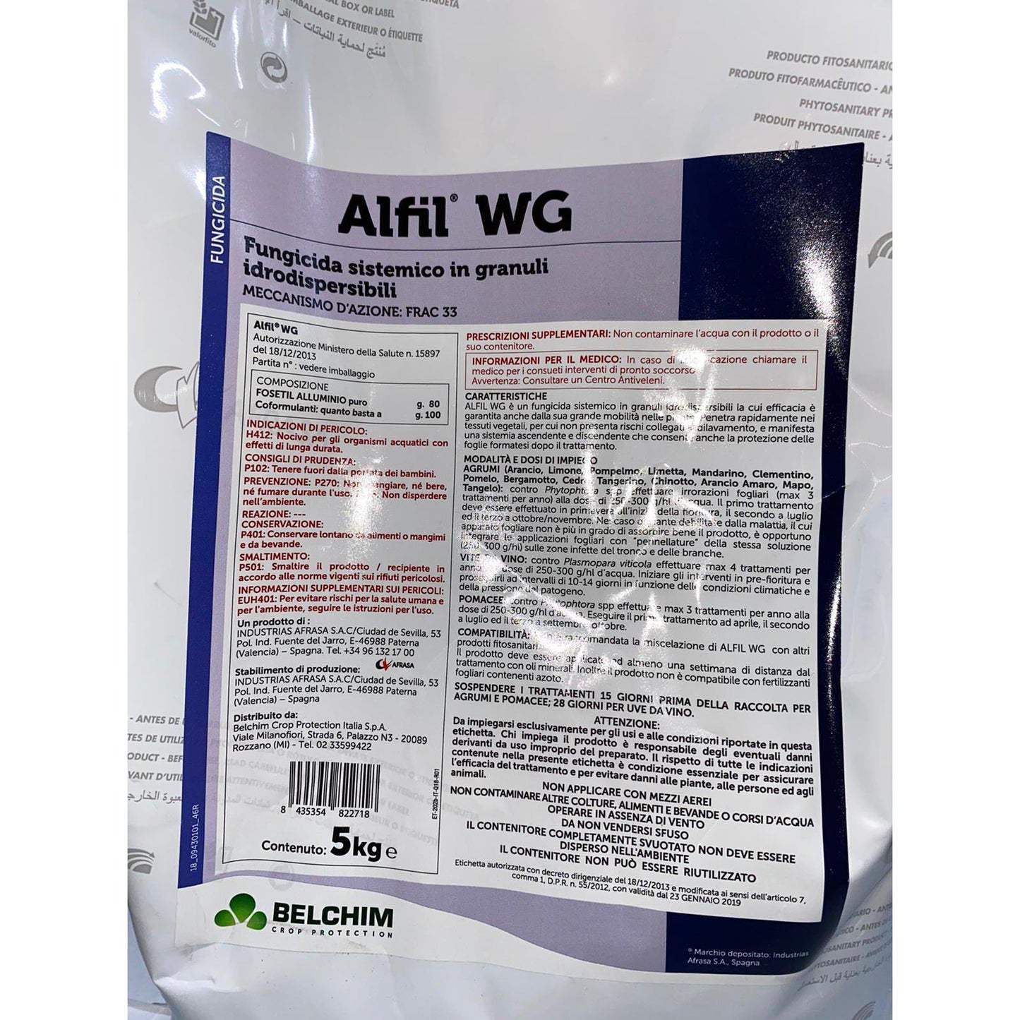 Alfil WG - Fosetil Alluminio 80% - Fungicida sistemico per il controllo della peronospora su agrumi, vite e pomacee-Farmagrishop.it