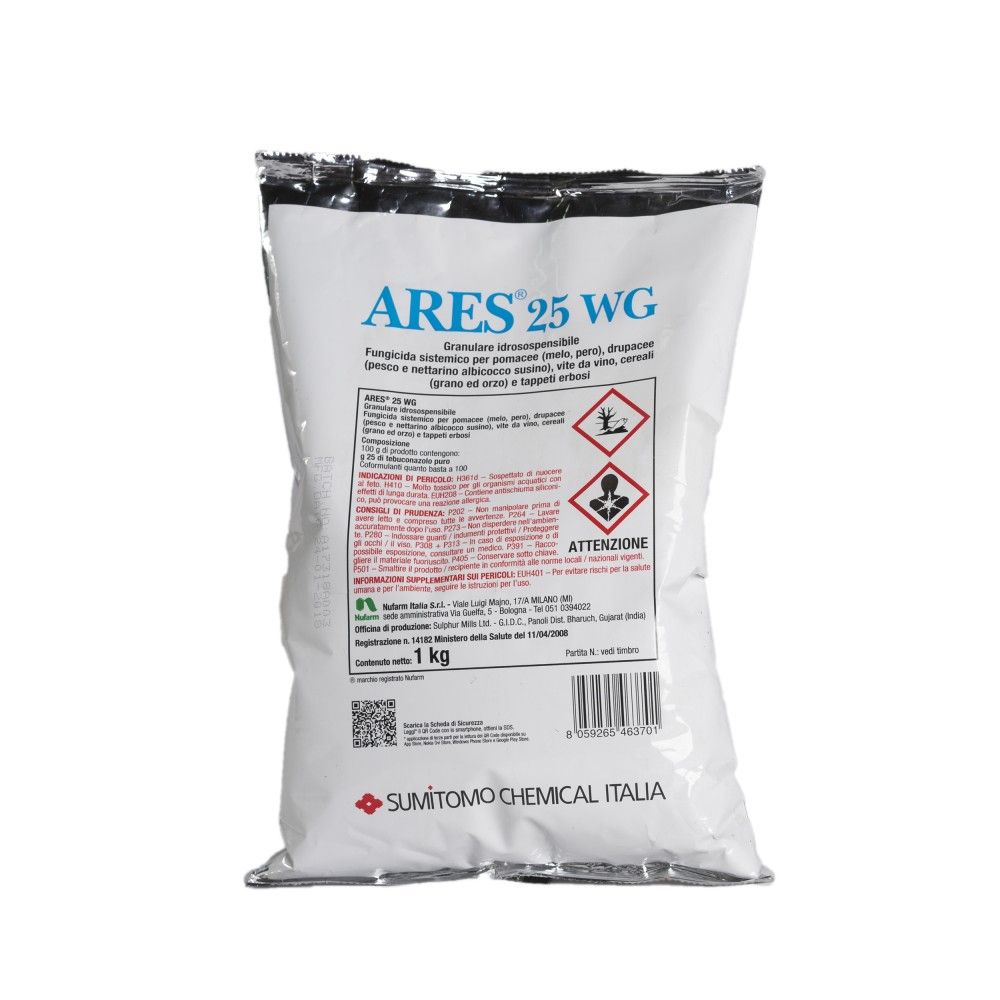 Ares 25 WG - 1 kg Fungicida sistemico per pomacee drupacee vite da vino, cereali e tappeti erbosi