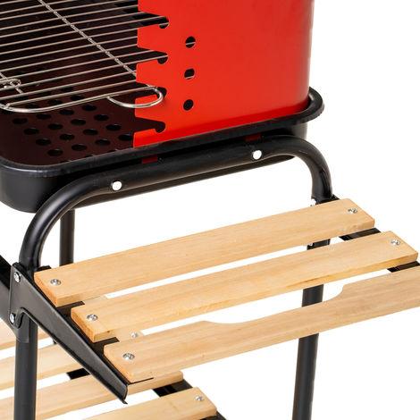 Barbecue a Carbone Rettangolare 105 x 45 x h85 con 3 ripiani In legno e griglia in acciaio-Farmagrishop.it