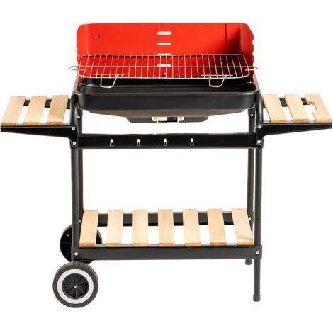 Barbecue a Carbone Rettangolare 105 x 45 x h85 con 3 ripiani In legno e griglia in acciaio