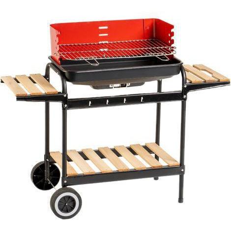 Barbecue a Carbone Rettangolare 105 x 45 x h85 con 3 ripiani In legno e griglia in acciaio
