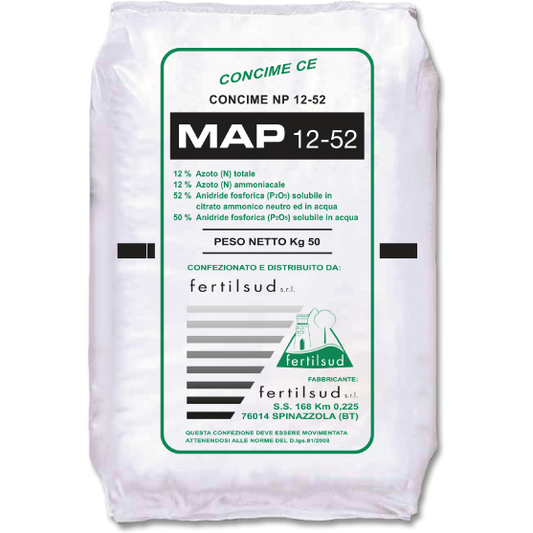 MAP 12+52 - concime adatto per la semina e per la maggiorate delle colture, per uso orticolo e agricoltura.