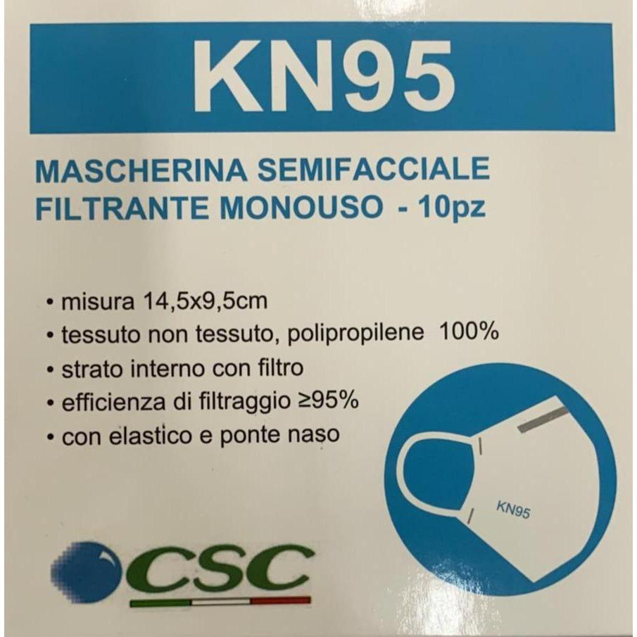 SPEDIZIONE INCLUSA Confezione da 10 mascherine semifacciali filtranti monouso KN95 FFP2 CE certificate