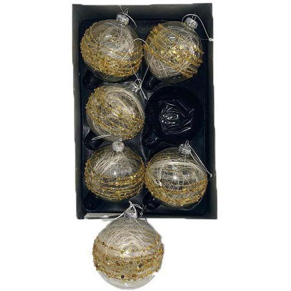 Set di 6 palle in vetro con decori in oro per albero di Natale spedizione gratuita