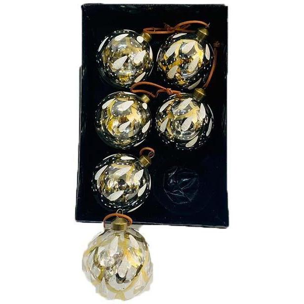 Set di 6 palle in vetro con decori in oro per albero di Natale spedizione gratuita
