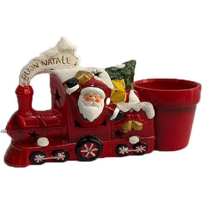 Trenino con Babbo Natale con porta vaso con led 35 x 20 cm spedizione gratuita